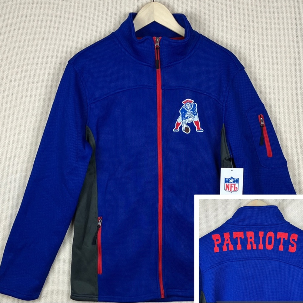 NFL New England Patriots Full Zip Jacket Retro Logo Embroidered NWT